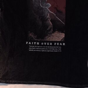 Black Graphic T-Shirt with Faith Over Fear Design